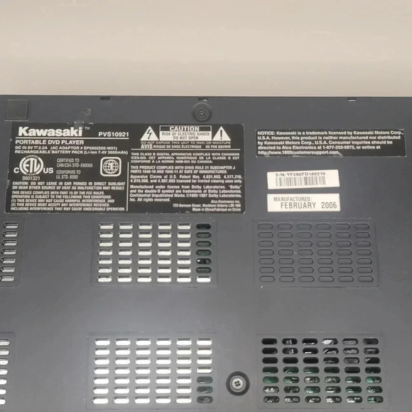 Kawasaki PVS10921 Portable DVD Player 9" LCD Screen TESTED 12V ADAPTER NOT INC. - Picture 4 of 6